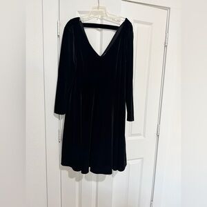 torrid Black Velvet Long Sleeve V-Neck Dress